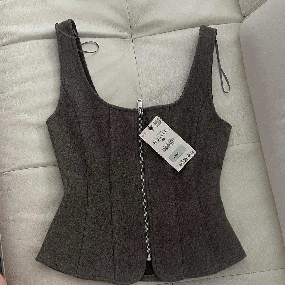 Zara Dark Gray Zip-Up Top